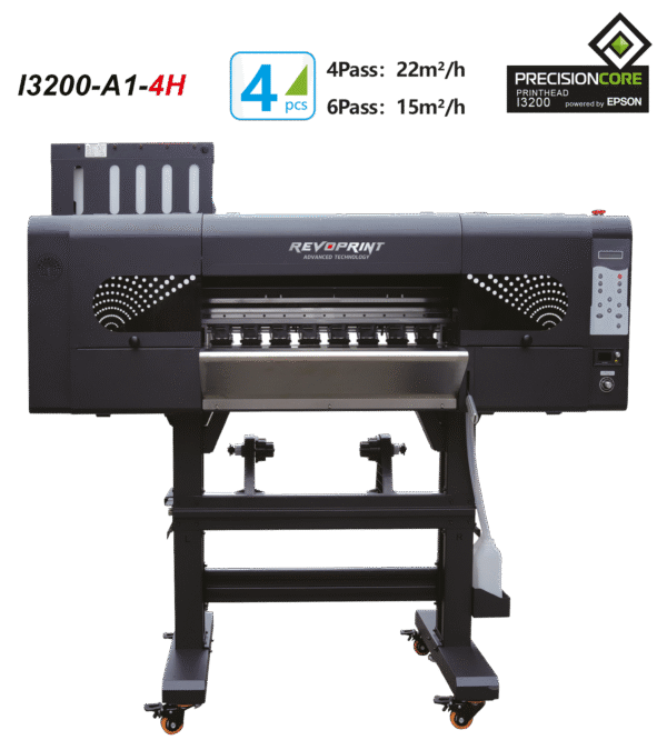 REVOPRINT R604 – 4-head DTF printer with Epson i3200-A1 – 22m²/h – PET film – white ink circulation