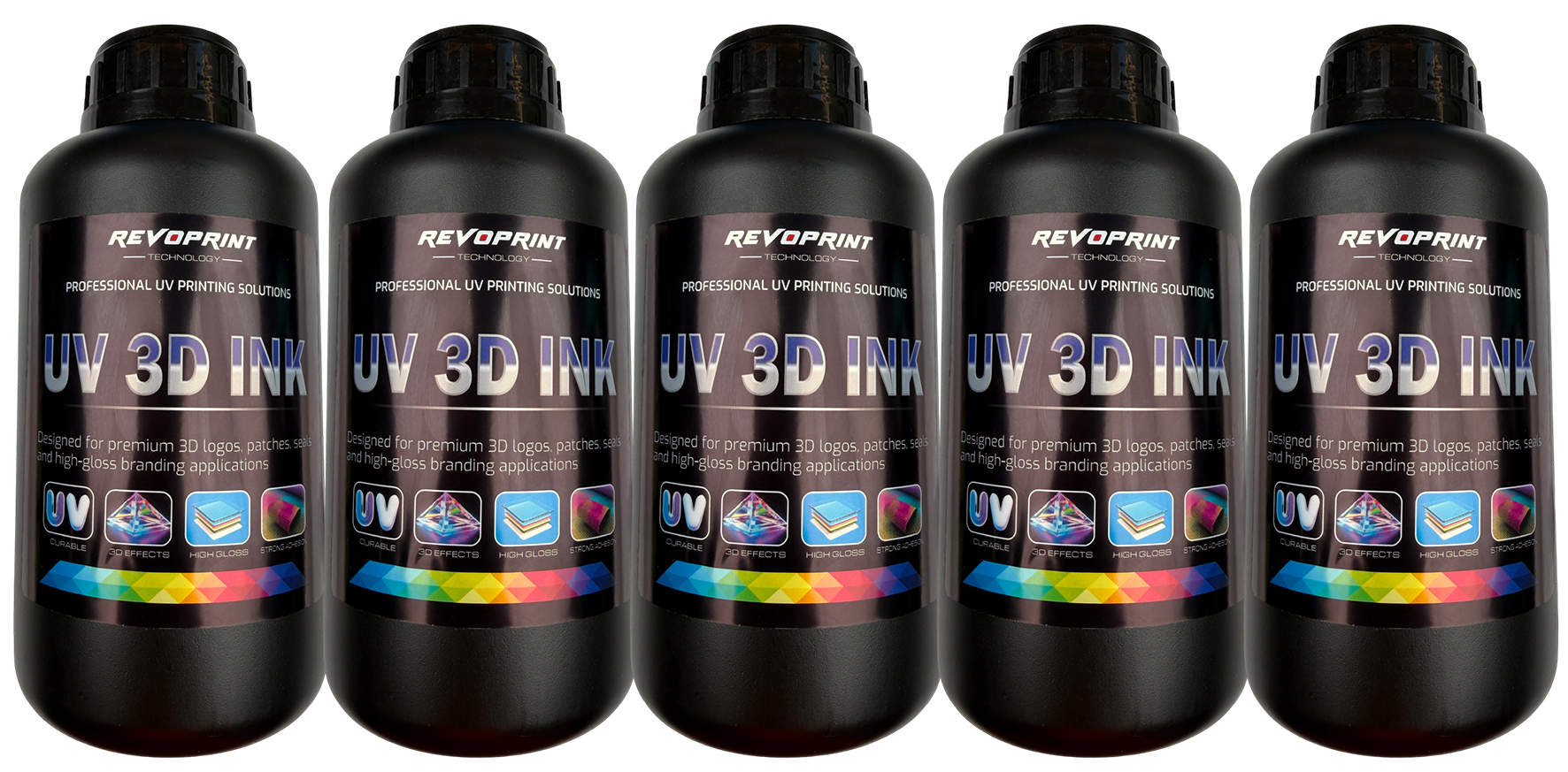REVOPRINT UV 3D Ink – High Gloss & Texture Effects REVOPRINT UV 3D ink bottle for high gloss and embossed UV printing effects